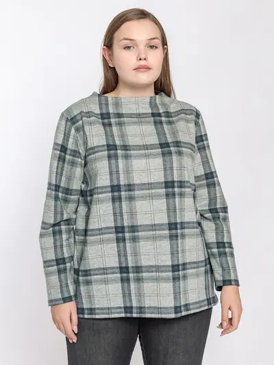 Джемпер прямого кроя в клетку